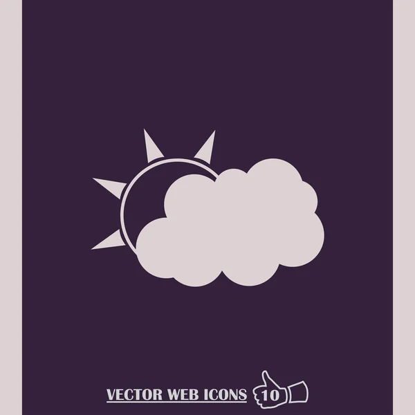 Flat sun and cloud weather web icon — Stock Vector