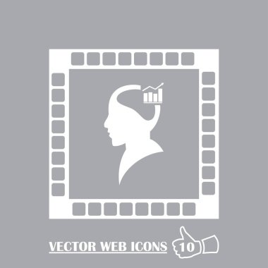 İş adamı ve büyüyen diyagramı siluetleri. insan baş ve grafik simgesi. İş kavramı