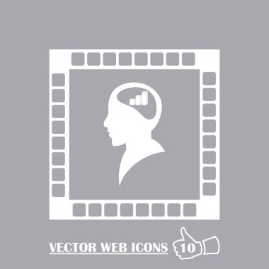 İş adamı ve büyüyen diyagramı siluetleri. insan baş ve grafik simgesi. İş kavramı