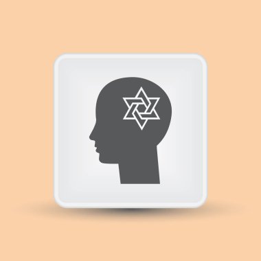 Davut yıldızı ile baş düz siluet vektör