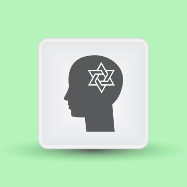 Davut yıldızı ile baş düz siluet vektör