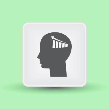 İş adamı ve büyüyen diyagramı siluetleri. insan baş ve grafik simgesi. İş kavramı