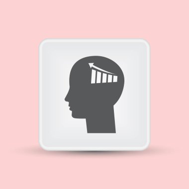 İş adamı ve büyüyen diyagramı siluetleri. insan baş ve grafik simgesi. İş kavramı