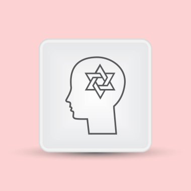 Davut yıldızı ile baş düz siluet vektör