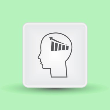 İş adamı ve büyüyen diyagramı siluetleri. insan baş ve grafik simgesi. İş kavramı