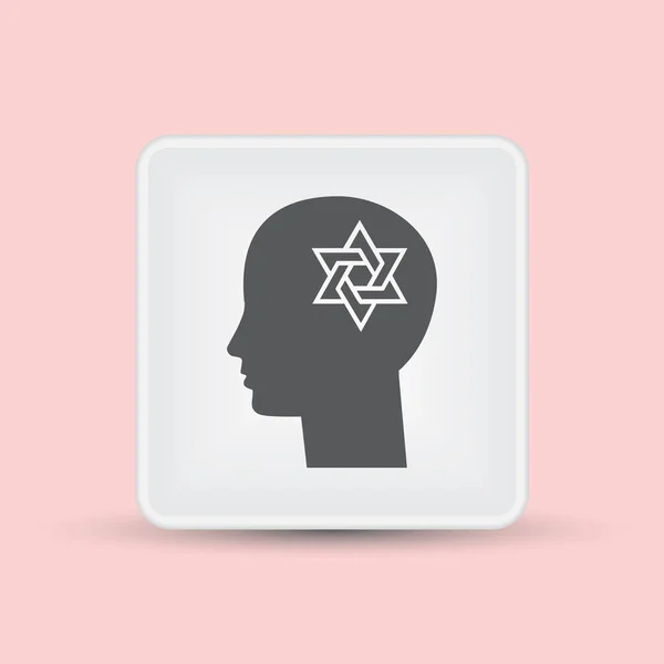Vector flat silhouette head with star of David — Stock Vector