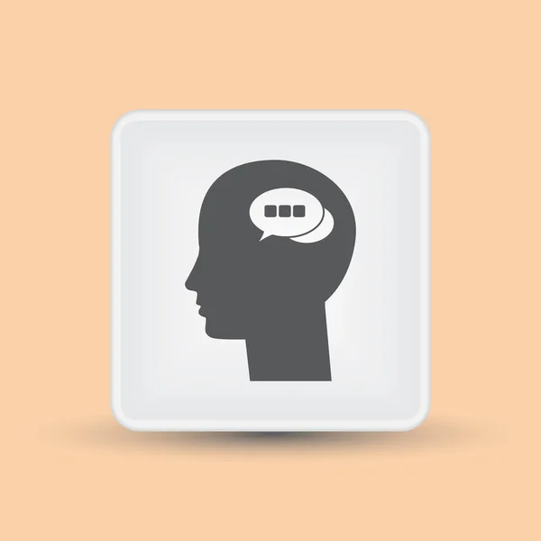 Chat-Symbol-Vektor im menschlichen Kopf — Stockvektor