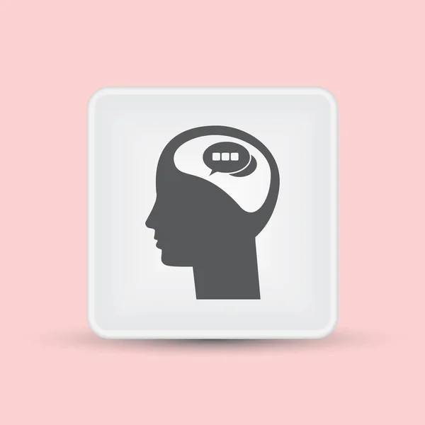 Chat icône vecteur dans la tête humaine — Image vectorielle