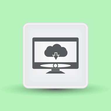 Eğri monitör görüntü bulut ve aşağı ok