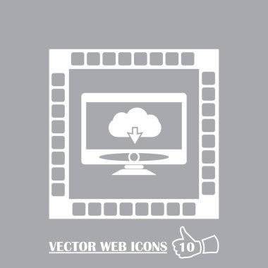 Eğri monitör görüntü bulut ve aşağı ok