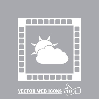 düz vektör Icon - güneş ve bulut hava web simge gösteren resim