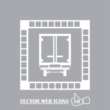 Arka plan teslimat kamyonu simgesi. Vektör çizim.