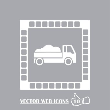 Arka plan teslimat kamyonu simgesi. Vektör çizim.