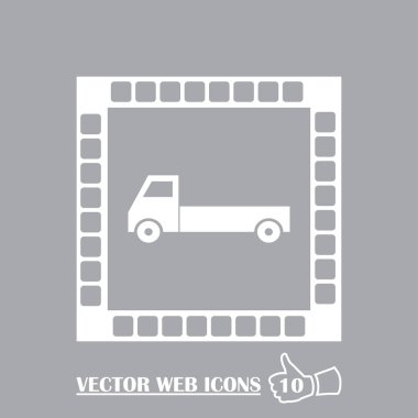 Arka plan teslimat kamyonu simgesi. Vektör çizim.