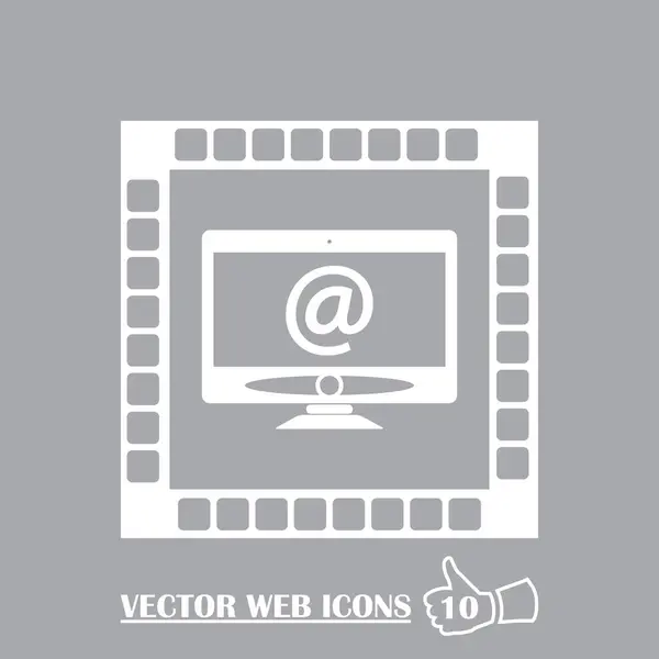 Email marketing conceitual, Mão de uma tela de monitor segurando carta de e-mail, ilustração vetorial — Vetor de Stock