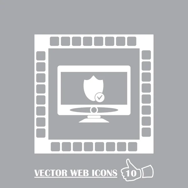 Security system. monitor and shield web icon — Stock Vector