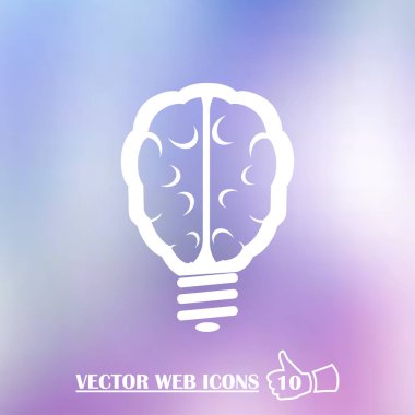 İnsan beyni ampul fikir kavramı düz simgesi