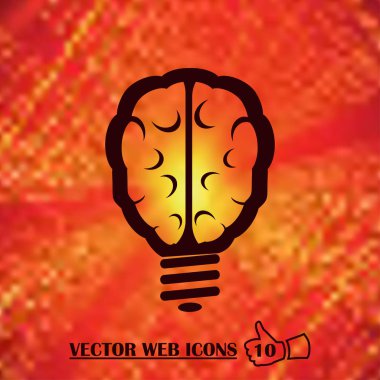 İnsan beyni ampul fikir kavramı düz simgesi