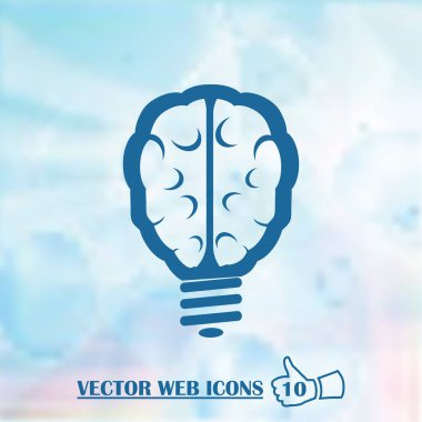 İnsan beyni ampul fikir kavramı düz simgesi