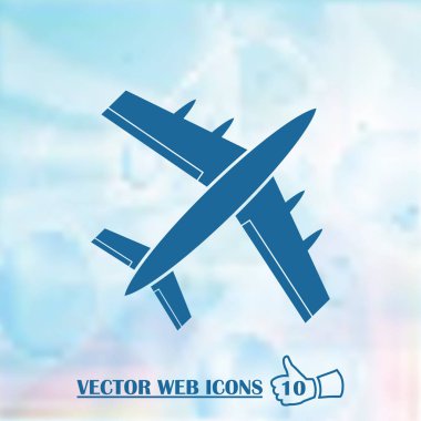 Uçak simge vektör, katı illüstrasyon, sembol