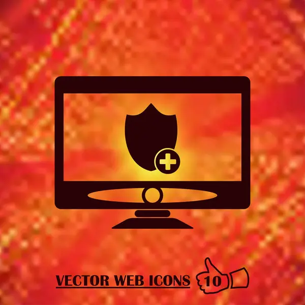 Bir monitörde bir koruyucu kalkan ile vektör masaüstü bilgisayar kutsal kişilerin resmi