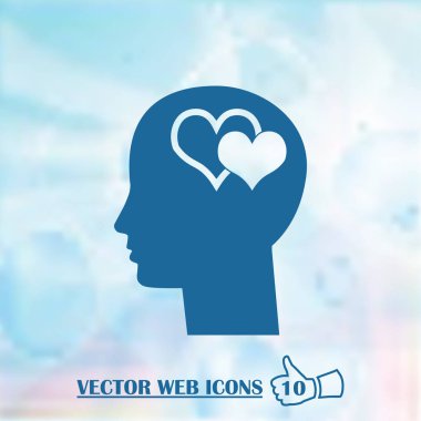 kafa ile kalp sembol siluet