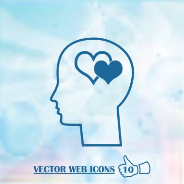 kafa ile kalp sembol siluet