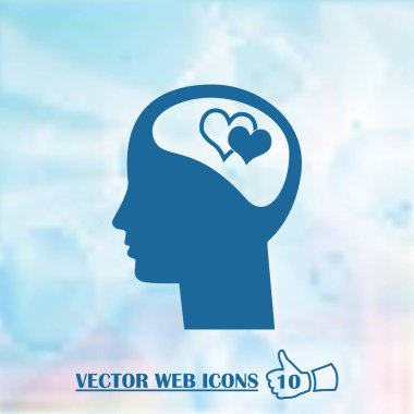 kafa ile kalp sembol siluet