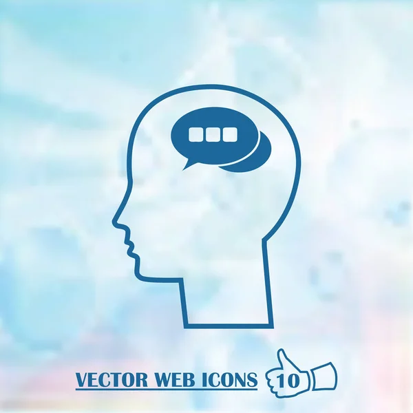 Pictografía de la cabeza humana y chat. icono de vector — Vector de stock