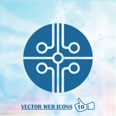 Devre kartı, teknoloji ikonu, vektör illüstrasyonu. Düz tasarım biçimi