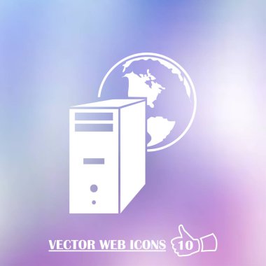 Bilgisayar sunucu simgesi. İletişim ve nesneleri serisi barındırma. Vektör çizim