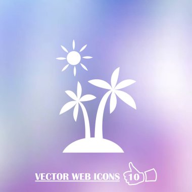 logo palm ağaçlar güneş dalga. Vektör