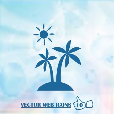 logo palm ağaçlar güneş dalga. Vektör