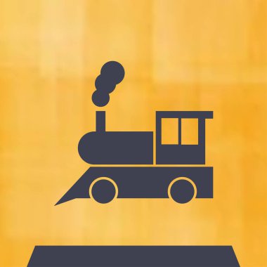 Tren simgesi: eski klasik buhar motoru lokomotif piktogram