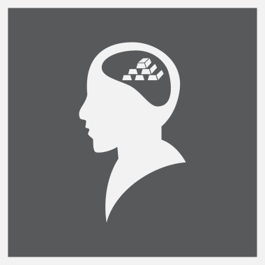 İllüstrasyon izole bir erkek baş siluet simge ile altın bullions