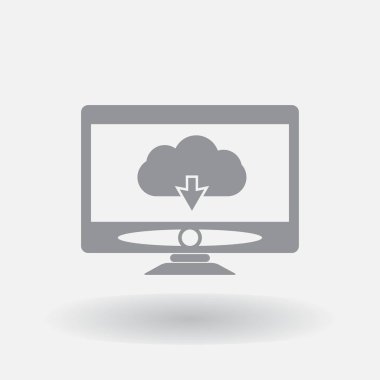 Monitör uploud bulut simgesini. Ekran simgesini.