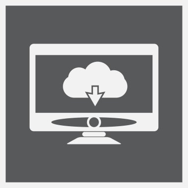 Monitör uploud bulut simgesini. Ekran simgesini.