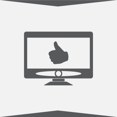 Monitör ve başparmak simgesi. Ekran simgesini.