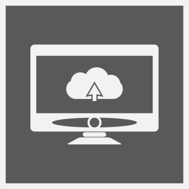 Monitör uploud bulut simgesini. Ekran simgesini.