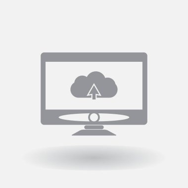 Monitör uploud bulut simgesini. Ekran simgesini.