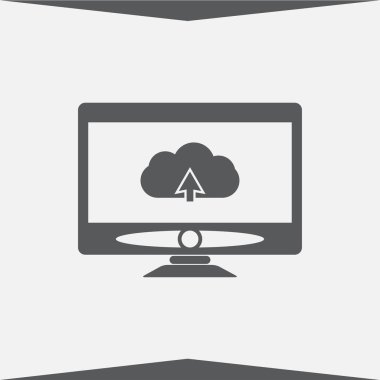 Monitör uploud bulut simgesini. Ekran simgesini.