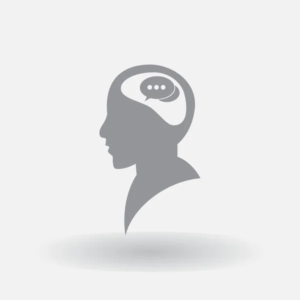 Chat icône vecteur dans la tête humaine — Image vectorielle