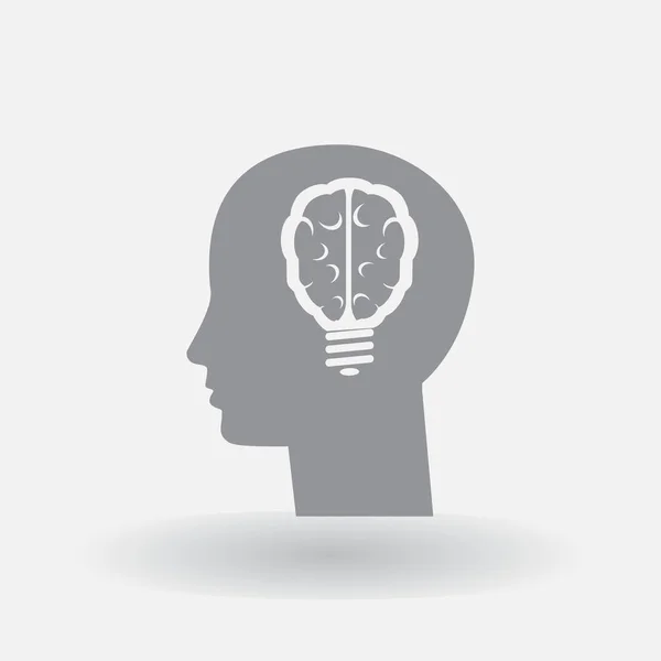 Icono del cerebro bombilla — Vector de stock