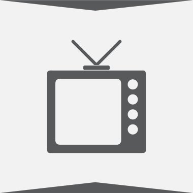 Gri arka plan üzerinde izole trendy düz tarzı TV simgesi. Vektör çizim, Eps10.