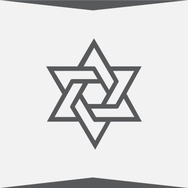 Davut'un yıldızı simge gri arka plan üzerinde. Davut'un yıldızı işareti.