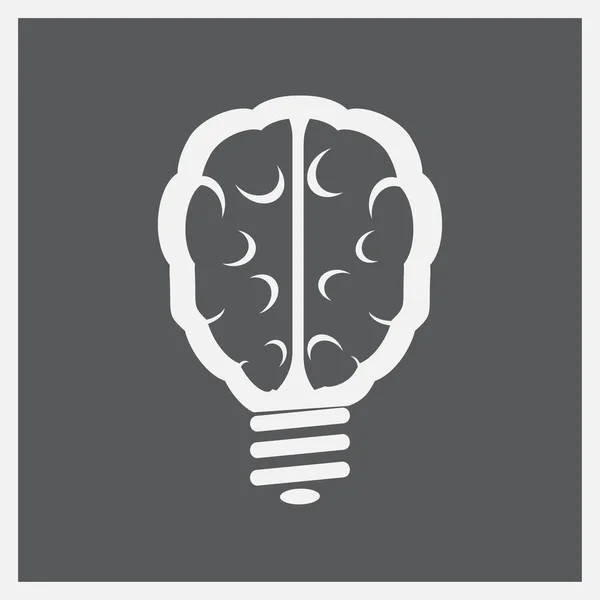Human brain in lightbulb idea concept flat icon — Stock Vector
