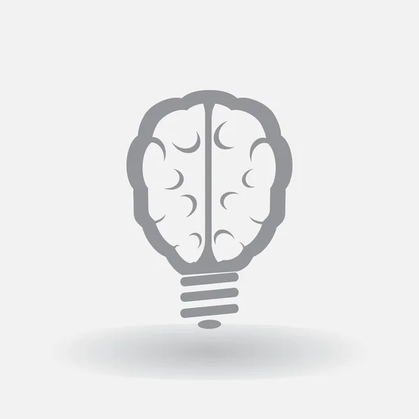 Human brain in lightbulb idea concept flat icon — Stock Vector