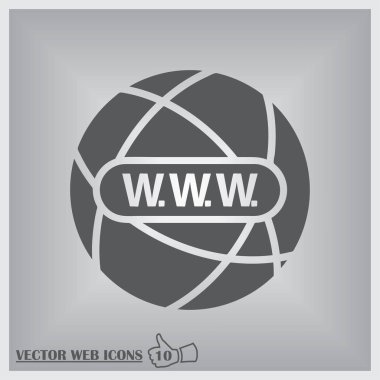 Www işareti simgesi. World wide web dünya sembolü.