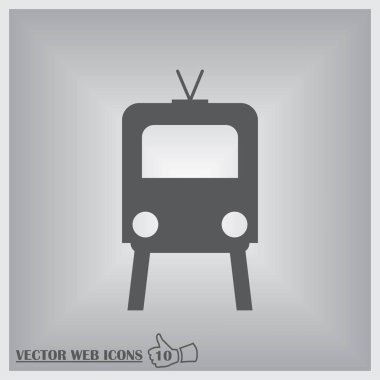 Tren icon.train vektör gri arka plan üzerinde. Taşıma simgeler