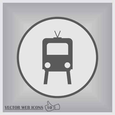 Tren icon.train vektör gri arka plan üzerinde. Taşıma simgeler